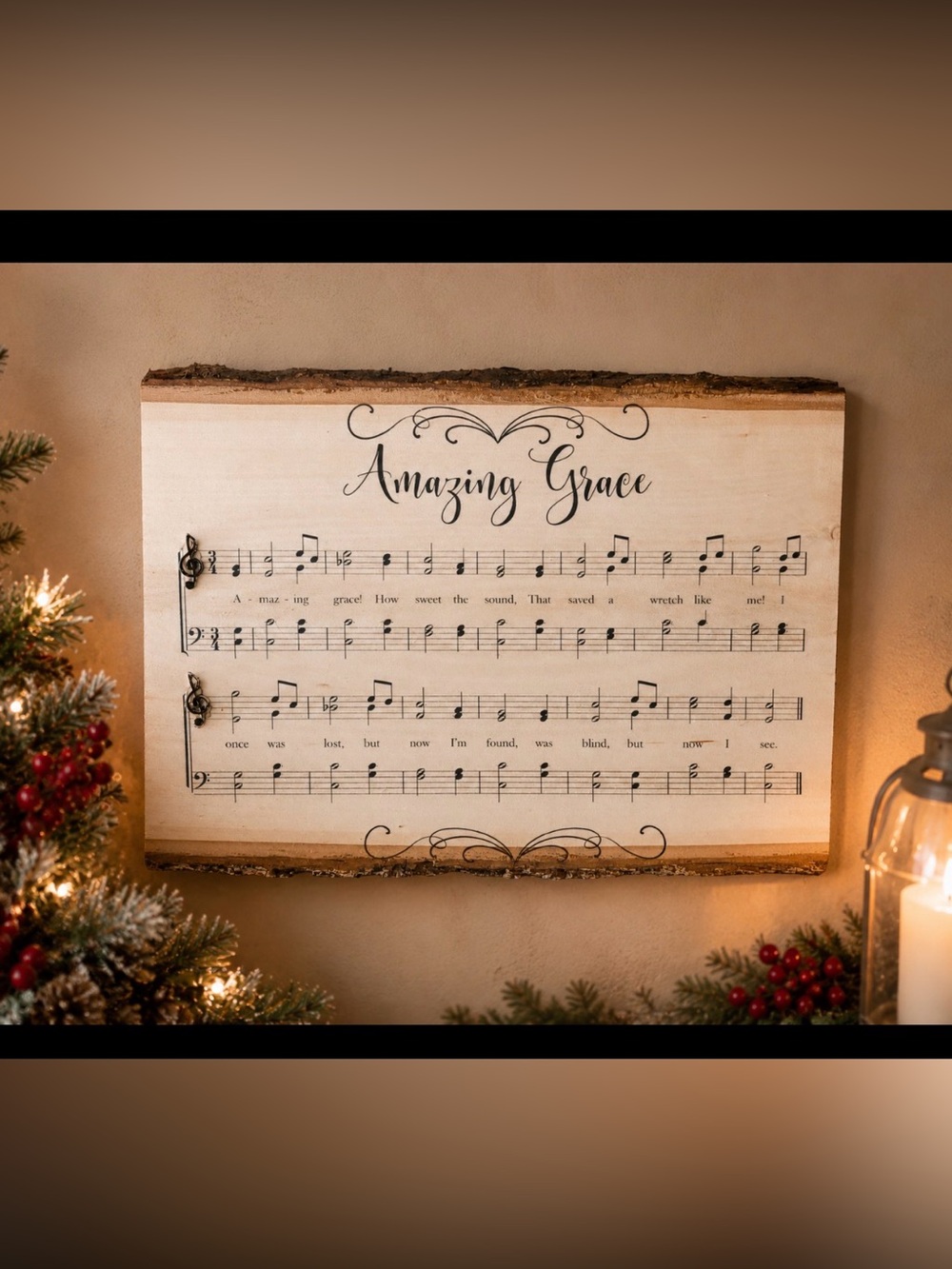 Handmade Amazing Grace Hymn Wood Sign